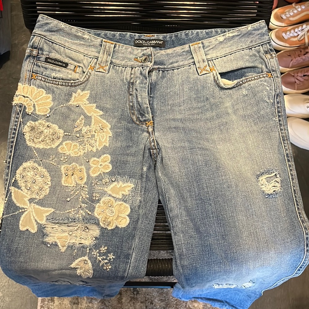 Dolce & Gabbana Embroidered Denim Jeans size 44
